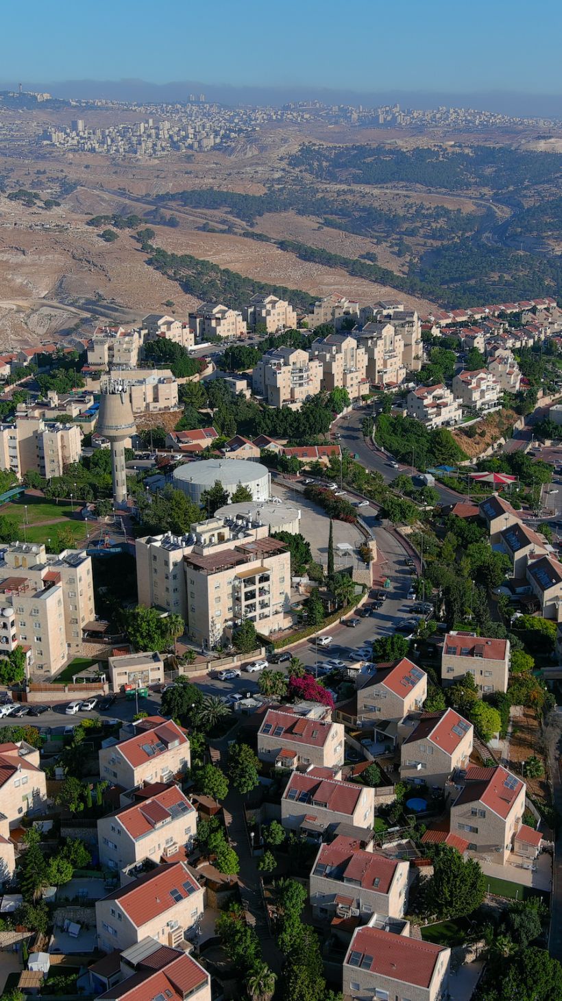 An aerial view shows the Jewish settlement of Maale Adumim in the Israeli-occupied West Bank, June 29, 2020. [Ilan Rosenberg/REUTERS]