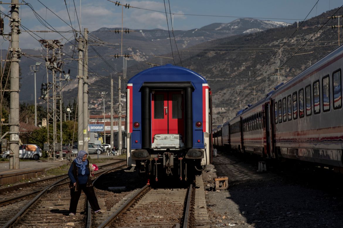 Turkish families shelter on a train after earthquake brought life to a standstill