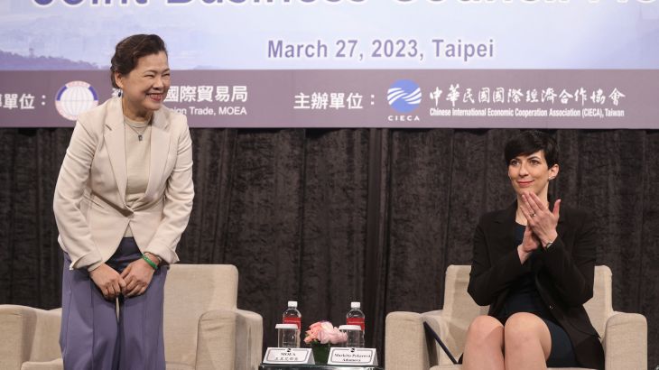 Taiwan Economy Minister Wang Mei-Hua and the Speaker of the Chamber of the Deputies of Czech Republic Marketa Pekarova Adamova meet in Taipei