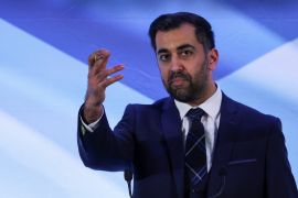 Humza Yousaf resigned as Scotland&#039;s first minister on April 29, 2024, after ending a coalition government with the Greens [Reuters]