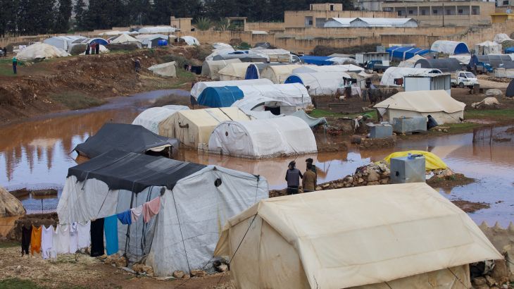 Torrential rains destroy tents of newly housed survivors of the earthquake that hit Syria
