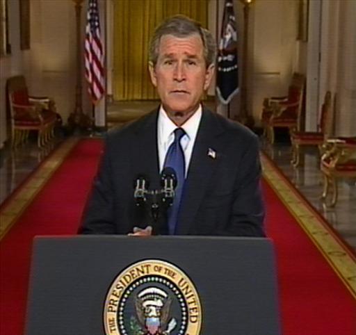 George W. Bush, as US President, addresses the nation about Iraq