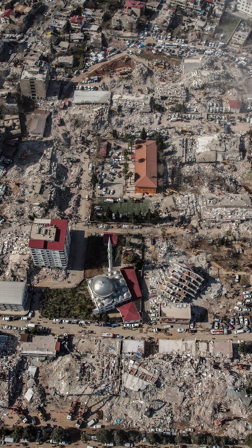 Aerial photo showing the destruction in Kahramanmaras city center