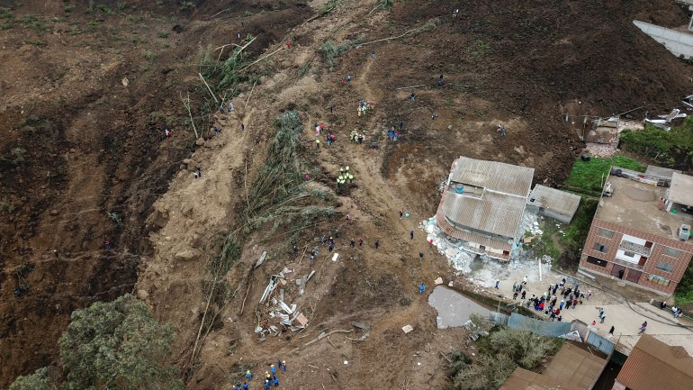 A picture shows the aftermath of the mudslide