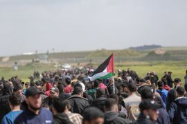 Hundreds of Palestinians in Gaza joined the Land Day protests [Abdelhakim Abu Riash, Al Jazeera]
