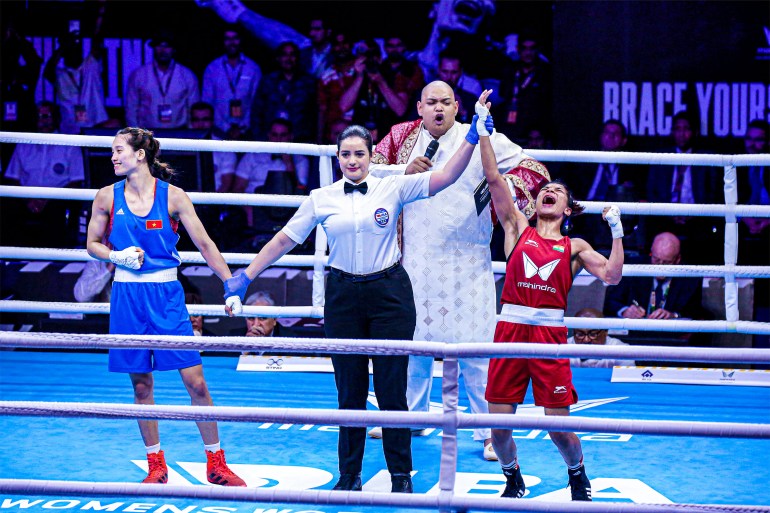 Nikhat (50kg) defeated Nguyen Thi Tam of Vietnam to win back-to-back World Championships gold at the Mahindra IBA Women's World Boxing Champions