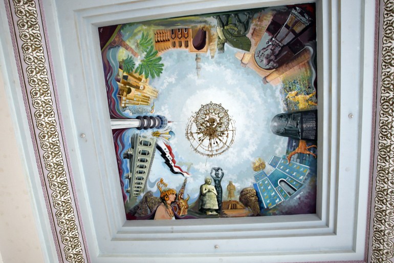 The decorated ceiling of a room in a palace
