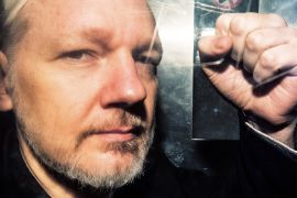 A photo of Julian Assange.