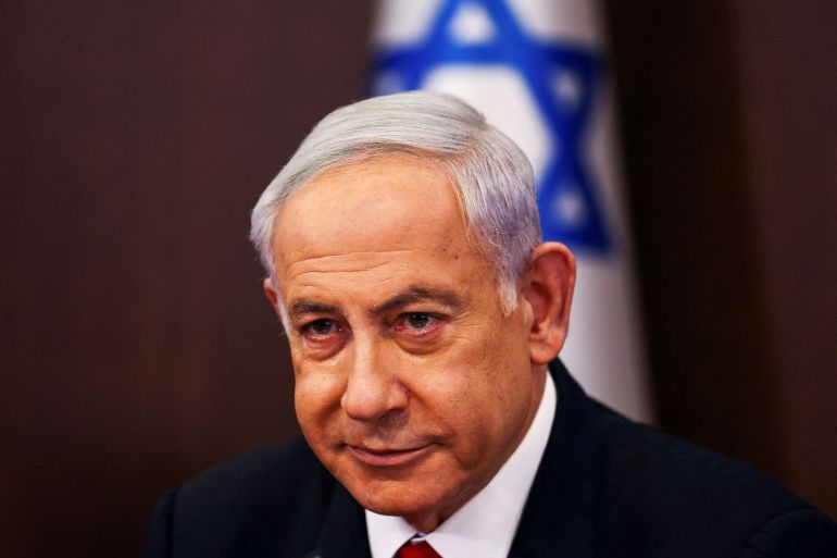 FILE PHOTO: Israeli Prime Minister Benjamin Netanyahu convenes a cabinet meeting at the Prime Minister's office in Jerusalem, April 2, 2023. REUTERS/Ronen Zvulun/Pool/File Photo