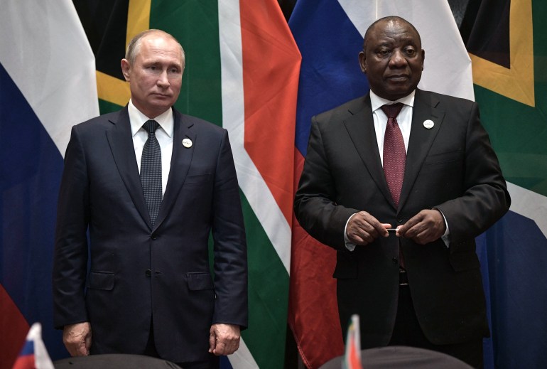 Russia's President Vladimir Putin and South Africa's President Cyril Ramaphosa attend a signing ceremony on the sidelines of the BRICS summit in Johannesburg, South Africa, in 2018.