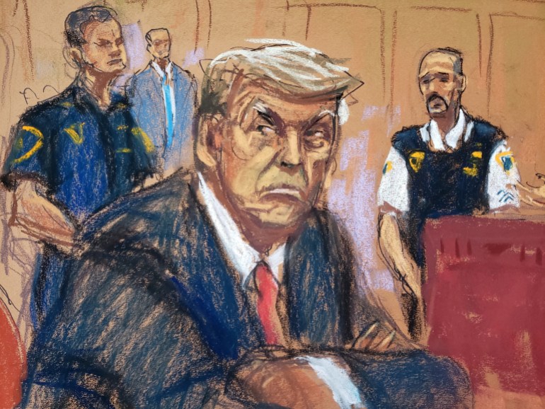 Drawing depicting Trump's court appearance