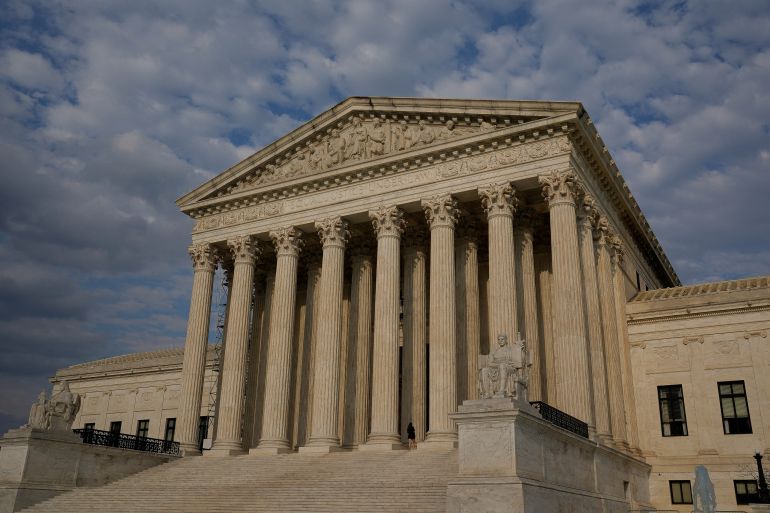 The exterior of the Supreme Court in the US