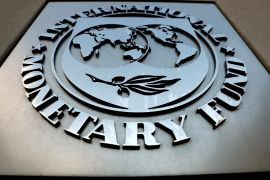 The IMF logo at its headquarters in Washington, DC, US [File: Yuri Gripas//Reuters]