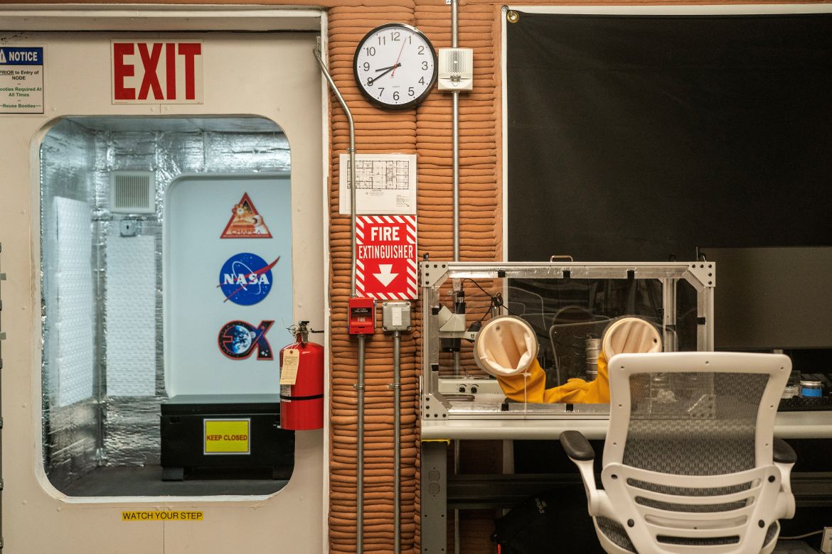 A working area is seen inside the Mars Dune Alpha, NASA's simulated Mars habitat