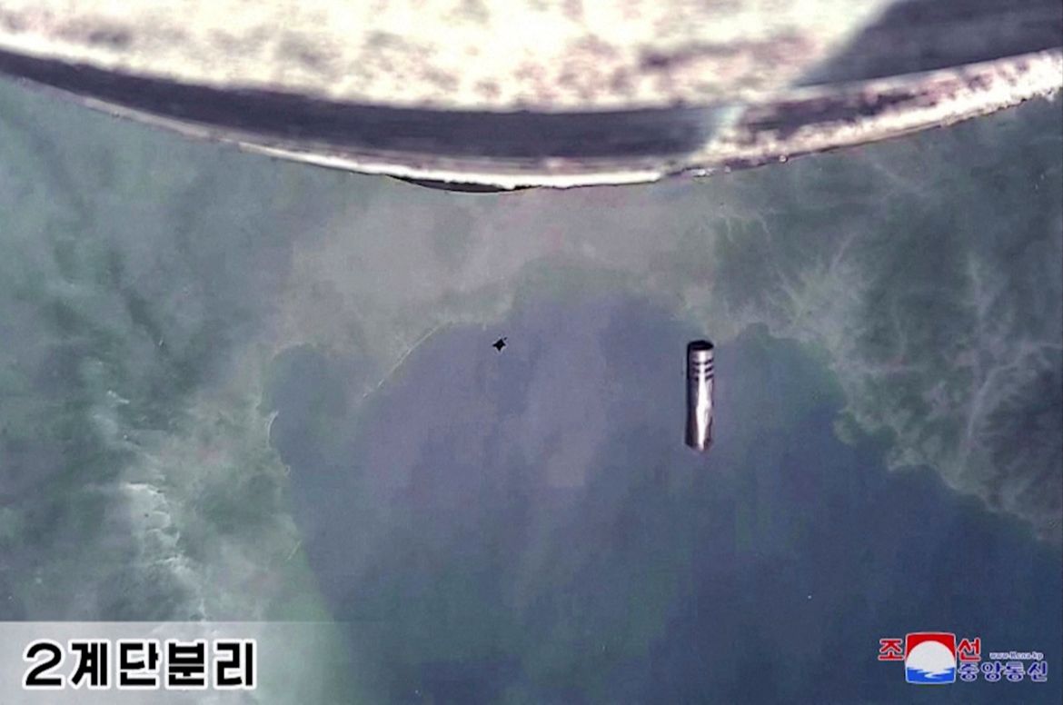 A view of the launch from a camera mounted on the missile