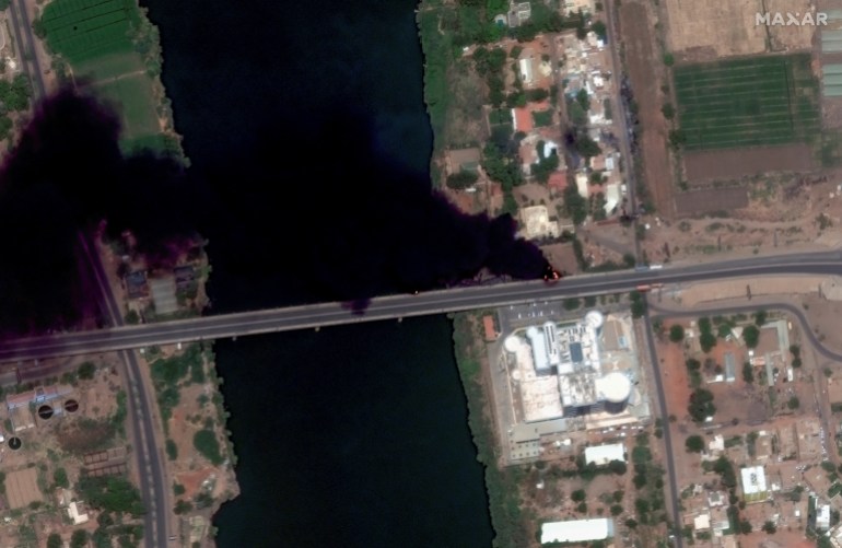 Satellite image shows fires burning near hospital in Khartoum