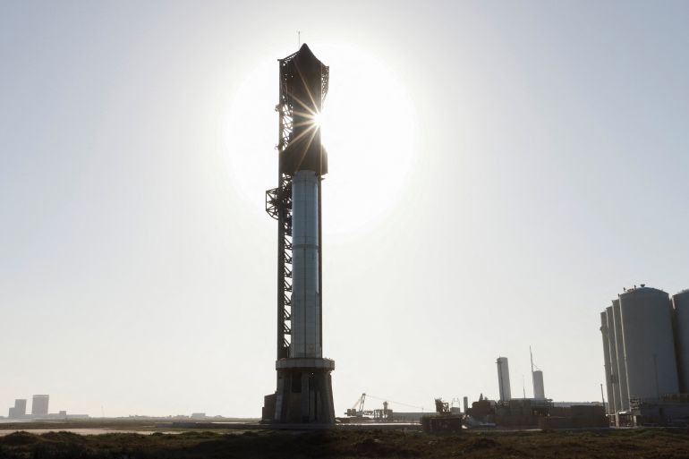 The SpaceX Starship is seen on its Boca Chica launchpad after the U.S. Federal Aviation Administration granted a long-awaited license allowing Elon Musk's SpaceX