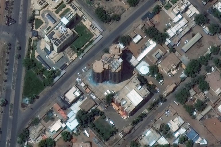 Satellite image shows a damaged hospital in Khartoum.