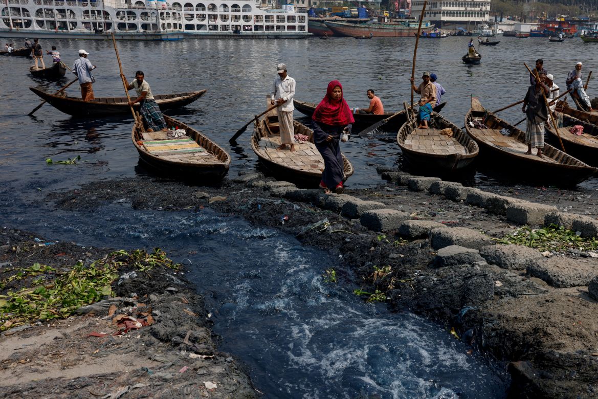 Dye-coloured water is discharged directly into the Buriganga river