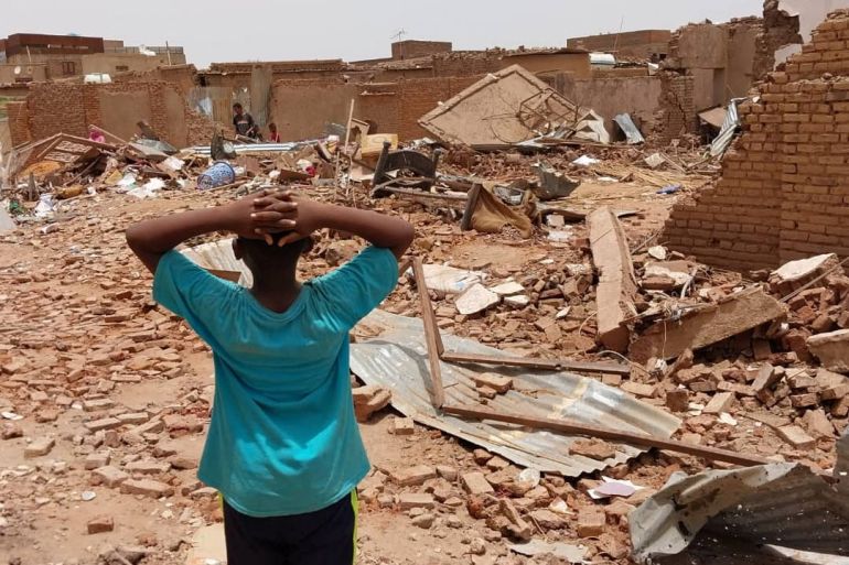 Damaged buildings are seen following clashes between the paramilitary Rapid Support Forces and the army in South Khartoum locality