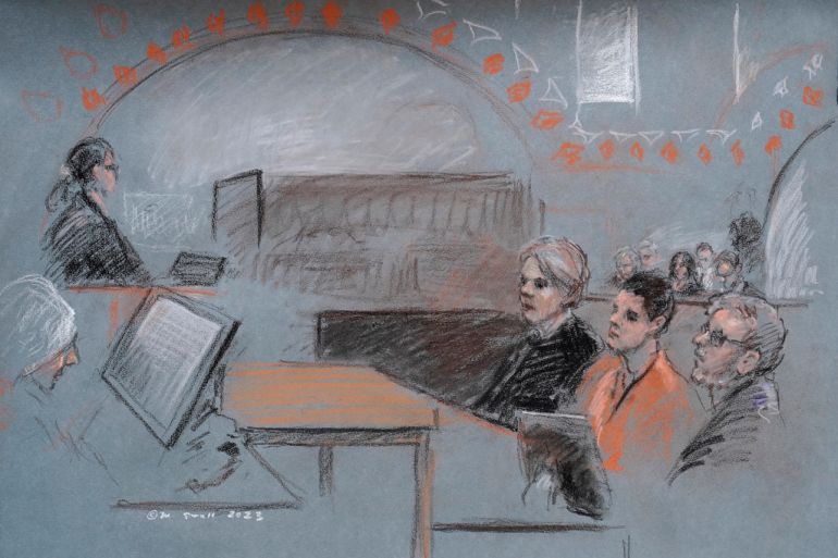 Sketch of Jack Teixeira in court
