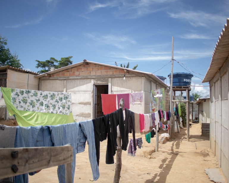 Laundry hangs in an informal occupation in Brazil