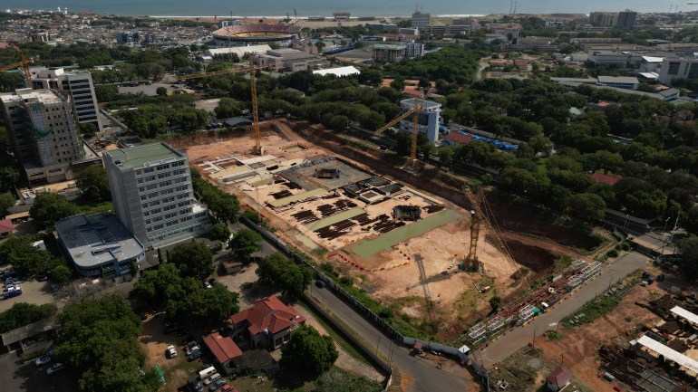 Aerial view of the site of the Ghana National Cathedral in Accra, Ghana, on November 30, 2022 [Nipah Dennis/Al Jazeera]