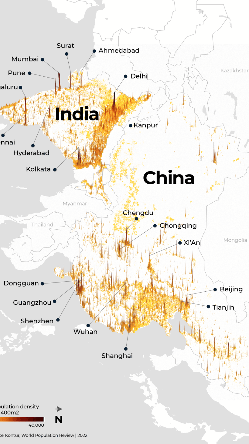 INTERACTIVE - India-China population map vertical