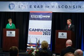 Two candidates for Wisconsin's Supreme Court face off at a debate last month