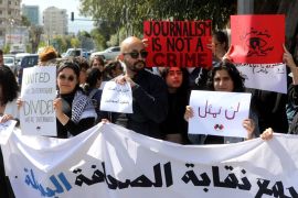 People protest over journalism rights in Beirut, Lebanon