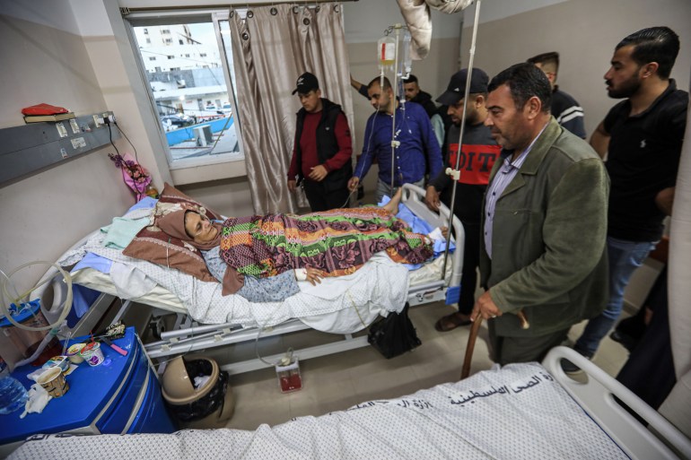 A woman and her family in hospital