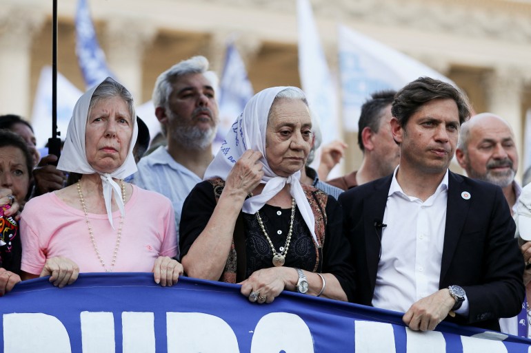 Human rights group Madres de Plaza de Mayo (Mothers of the Plaza de Mayo) march during their weekly demonstration around Plaza de Mayo square in November 2022