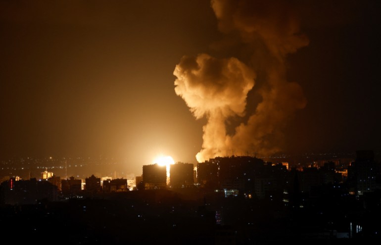 Smoke rises following an Israeli air strike in Gaza May 2, 2023. 