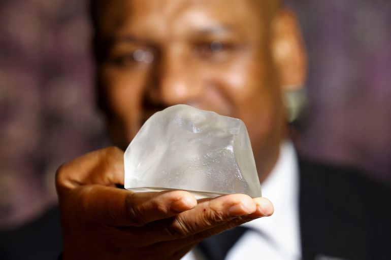 A replica of the Cullinan Diamond, the largest gem-quality rough diamond, displayed at the Cape Town Diamond Museum, in Cape Town, South Africa, April 28, 2023