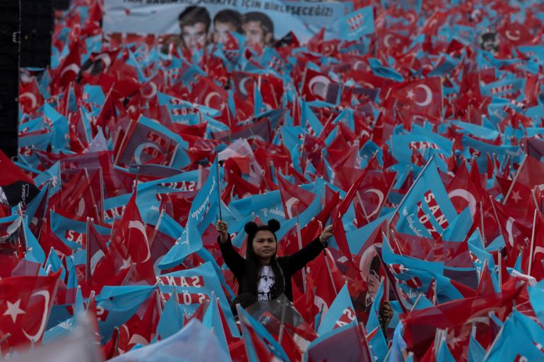 Supporters of Kemal Kilicdaroglu, presidential candidate of Turkey's main opposition alliance, are seen in an election rally in istanbul on May 6 [Umit Bektas/Reuters]
