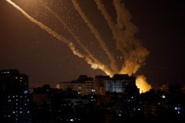 Rockets are fired from Gaza into Israel, in Gaza May 10, 2023.