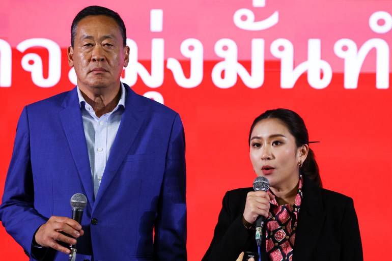 Paetongtarn Shinawatra, Pheu Thai's prime ministerial candidate, speaks to the media in Bangkok, Thailand.