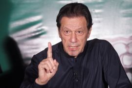Pakistan's former Prime Minister Imran Khan gestures as he speaks to the members of the media at his residence in Lahore, Pakistan, May 18, 2023.