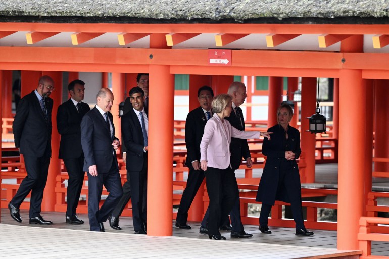U.S. President Joe Biden and other G7 leaders visit the Itsukushima Shrine on Miyajima Island in Hatsukaichi, Japan,