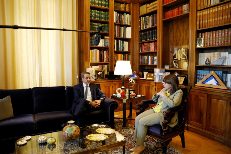 Greek Prime Minister Kyriakos Mitsotakis meets Greek President Katerina Sakellaropoulou