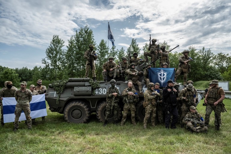 Members of the Russian Volunteer Corps, near the Russian border in Ukraine, May 24, 2023 