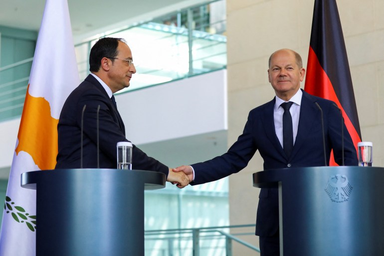 German Chancellor Olaf Scholz and Cypriot President Nikos Christodoulide