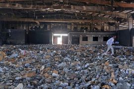 This picture taken on May 2, 2023 shows a destroyed medical storage in Nyala, the capital of South Darfur province, Sudan.