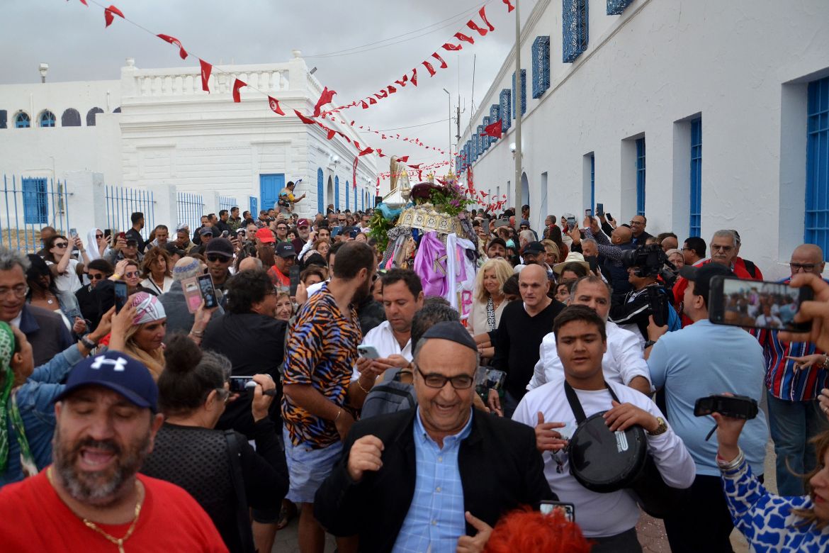 Jewish worshippers attend the annual Jewish pilgrimage to the Ghriba synagogue in Tunisia's southern resort island of Djerba