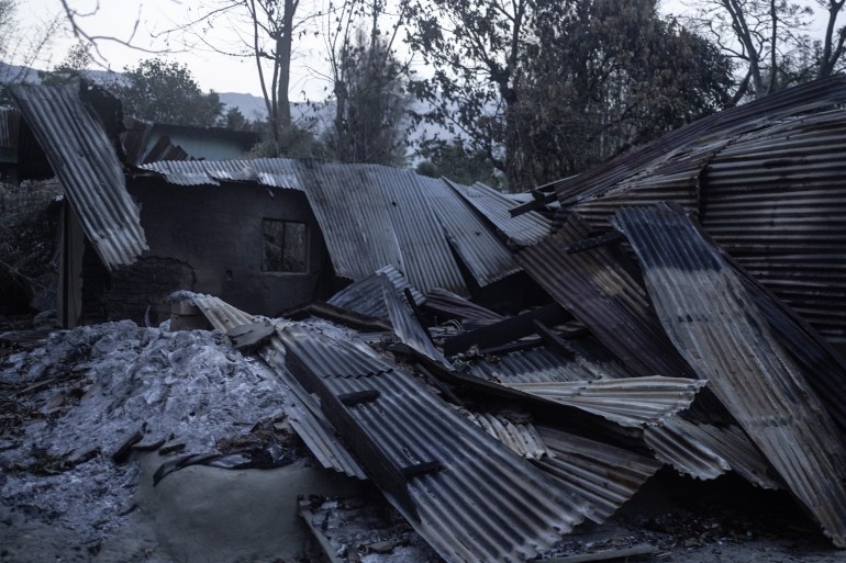A destroyed Meitei house in Churachandpur