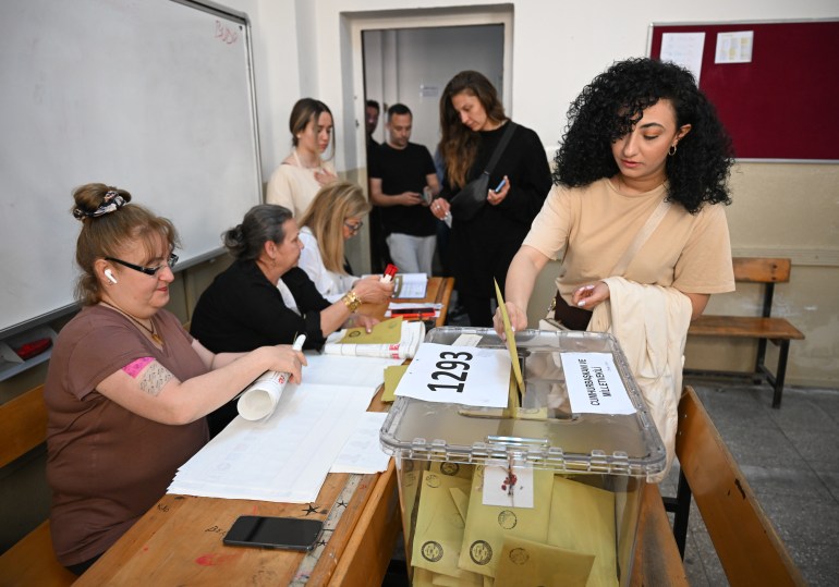Voters cast their ballots for presidential and parliamentary elections in Izmir, Turkey.