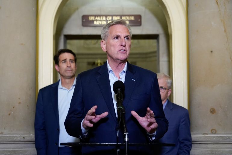 House Speaker Kevin McCarthy of Calif., speaks during a news conference after President Joe Biden and McCarthy reached an "agreement in principle" to resolve the looming debt crisis.