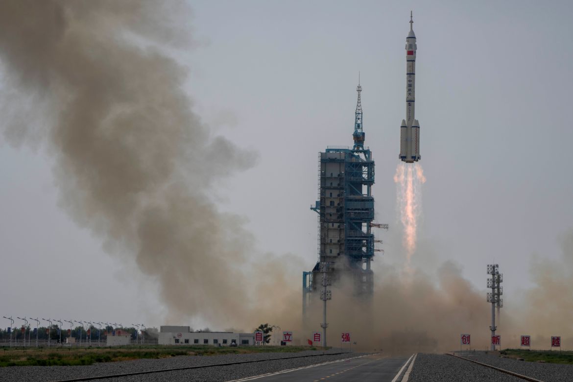 A Long March rocket carrying a crew of Chinese astronauts