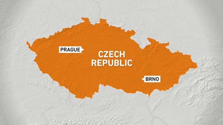 A map of Czech Republic showing Prague and Brno 