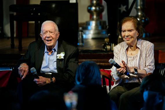 Former US President Jimmy Carter with his wife Rosalynn Carter